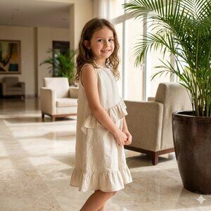 Yo Baby Pastel Peach Girls Ruffled Dress Size 7